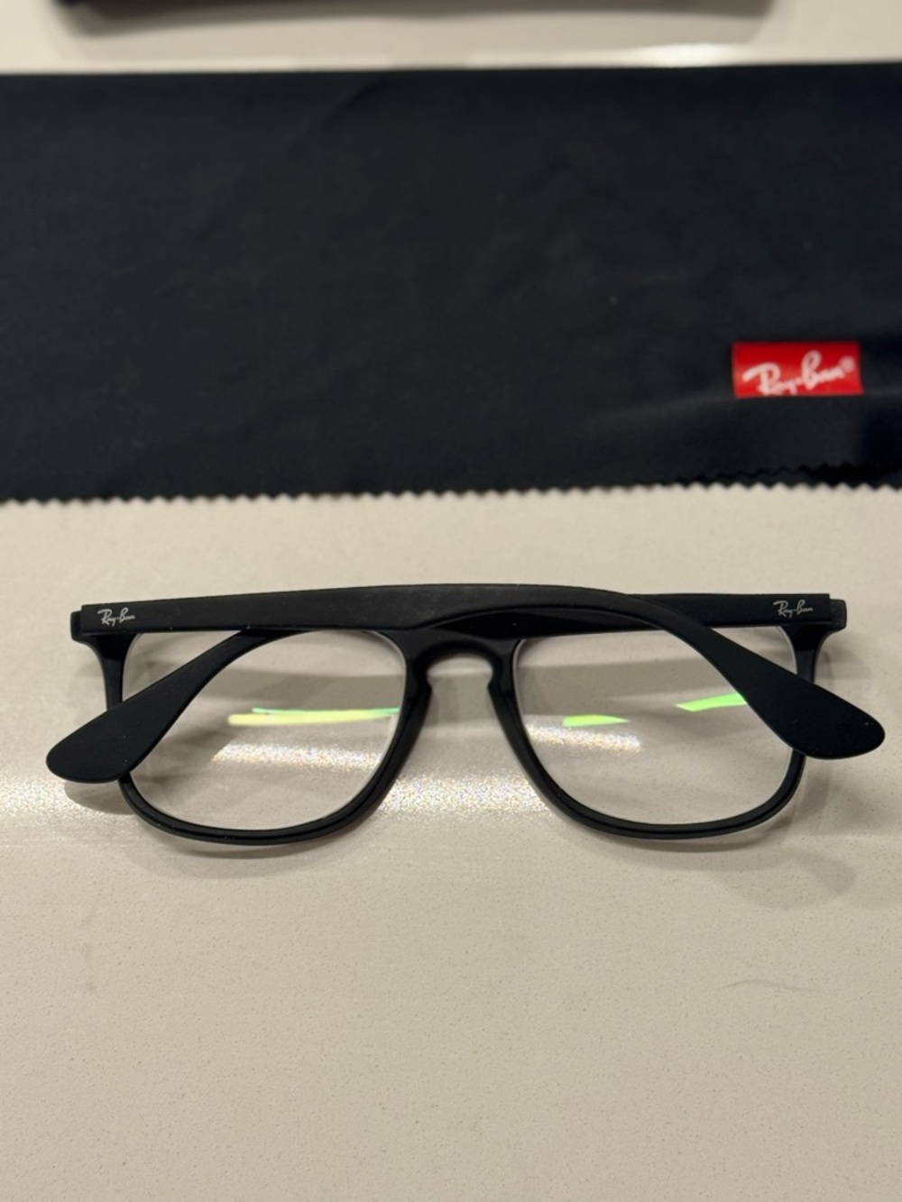 Ray-Ban RB7074 Black Matte Rectangular Glasses with Black Case - Picture 4 of 4